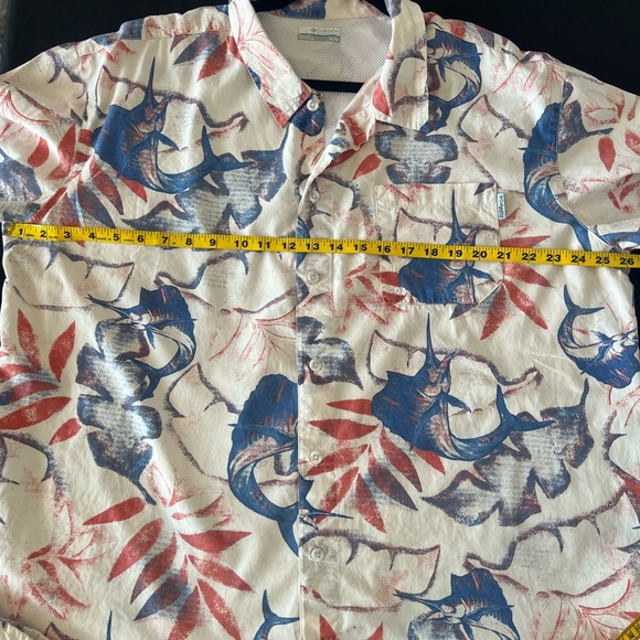 COLUMBIA-MENS SHORT SLEEVE BUTTON DOWN PFG PERFORMANCE FISHING GEAR SHIRT - Picture 7 of 14